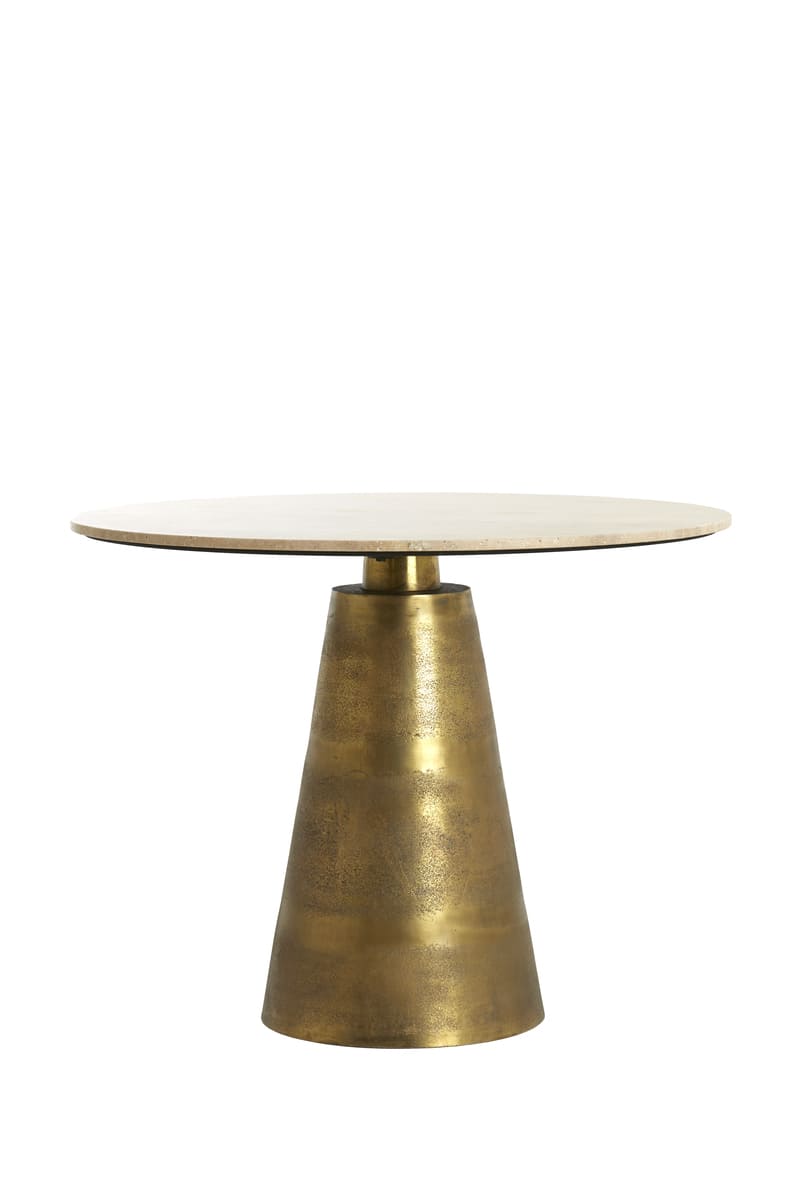 Ynez kerek travertin étkezőasztal