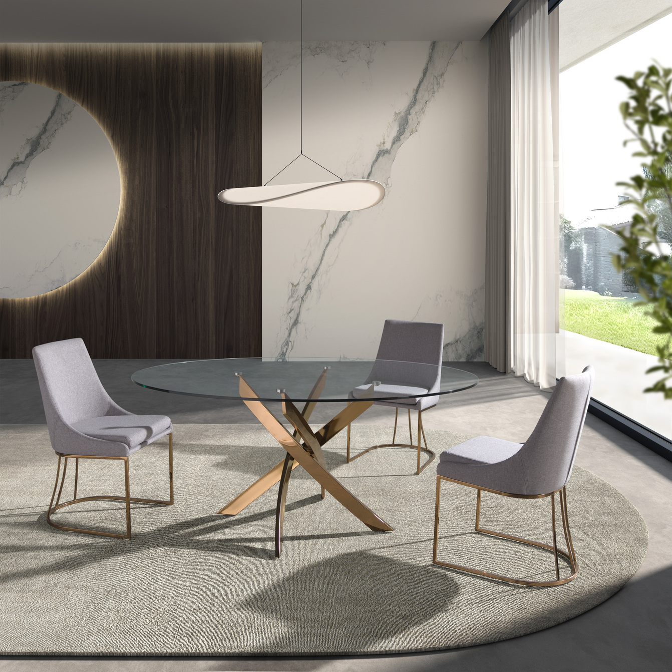 Infinity kerek rozé prémium design étkezőasztal