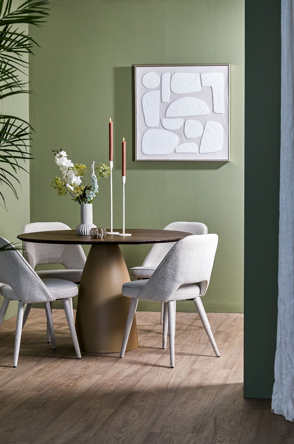 Palmira barna kerek fa design étkezőasztal