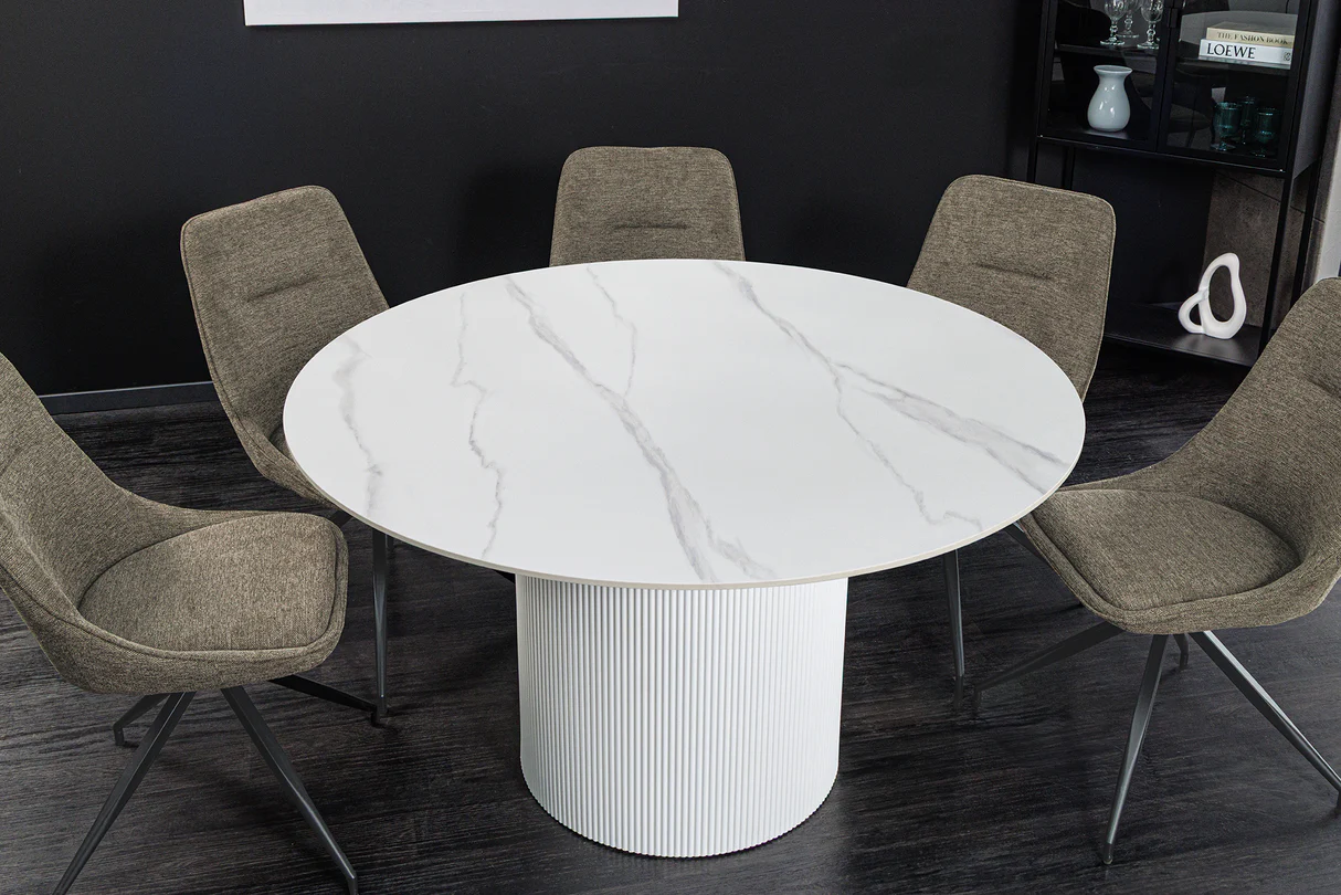 Unique fehér kerek modern kerámia étkezőasztal