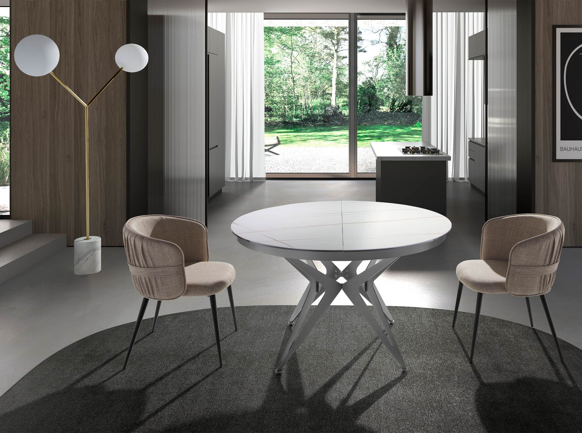 Memories kihúzható kör prémium design étkezőasztal